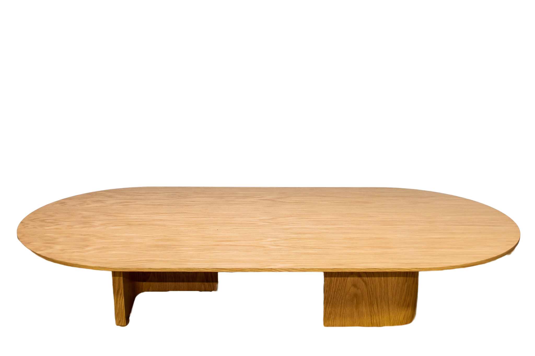 Mesa De Centro Com Pés Curvos Borda Chanfrada Lamina Carvalho Natural