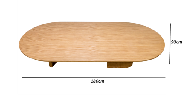 Mesa De Centro Com Pés Curvos Borda Chanfrada Lamina Carvalho Natural