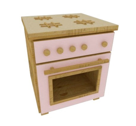 Fogão De Brinquedo Em Mdf Madeirado Laca Rosa