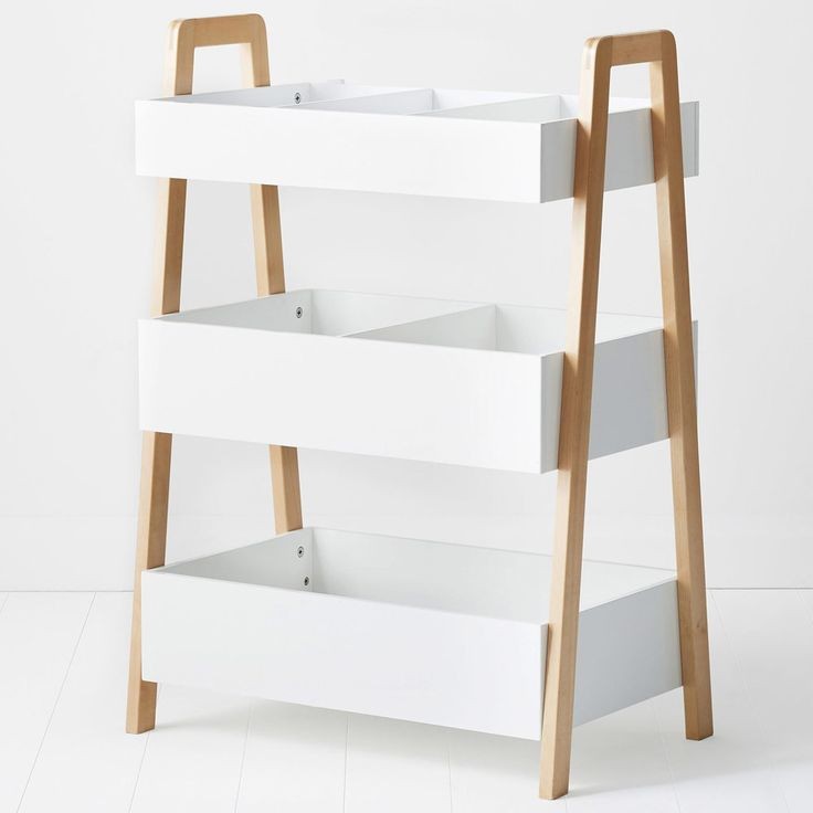 Estante Organizadora Brinquedos Com 3 Caixas Branco e Madeira