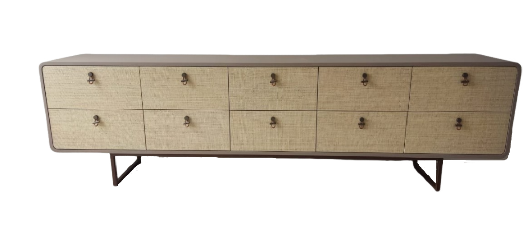 Aparador Com Cantos Curvos Em Laca Fosca MDF Palha