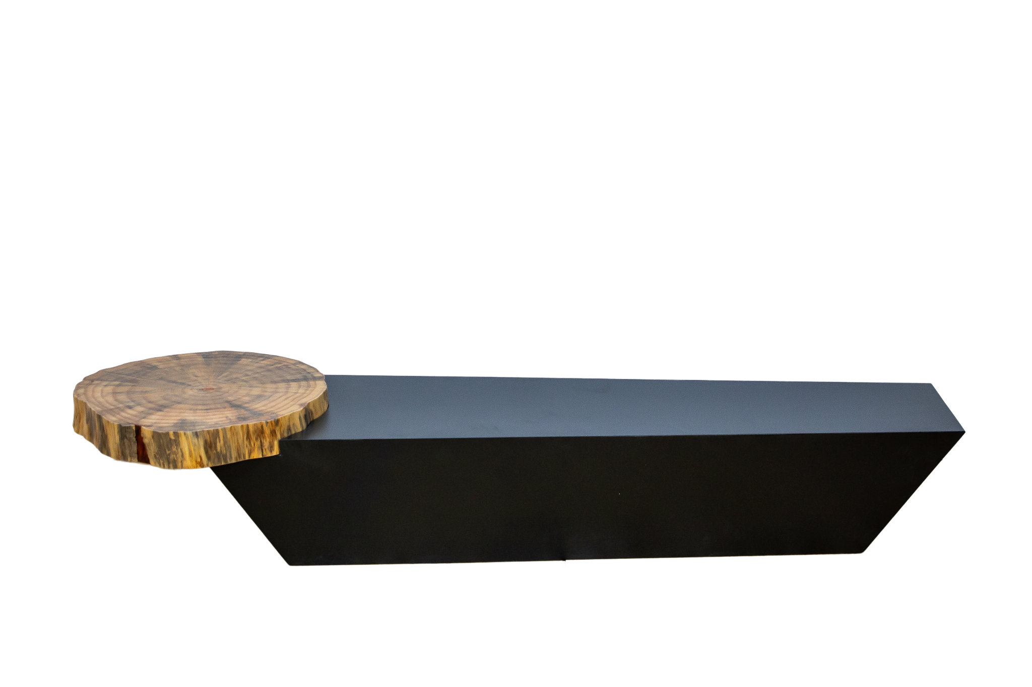 Mesa De Centro Laca Preta Com "Bolacha" em Madeira Maciça Linha Karla Bender