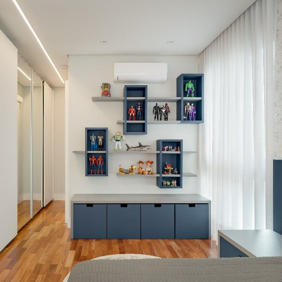 Cachepot Caixa Organizadora Para Brinquedos Em Laca Azul Com Rodizios