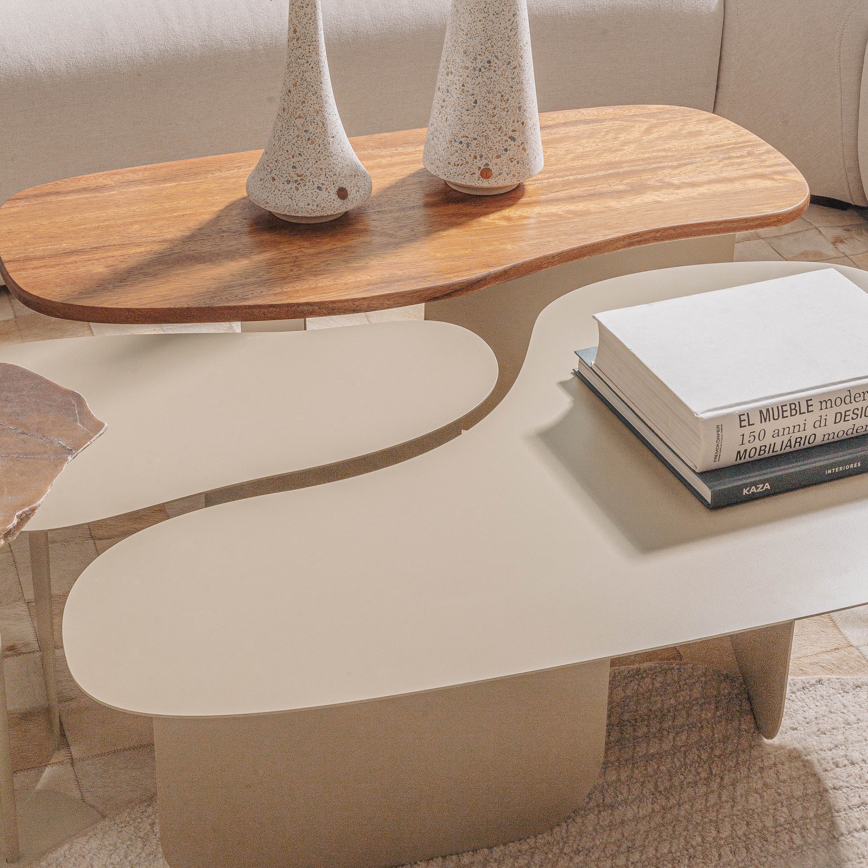 Mesa Stone GG Aço Carbono Com Pintura Eletrostática Acabamento Cedro-Arana