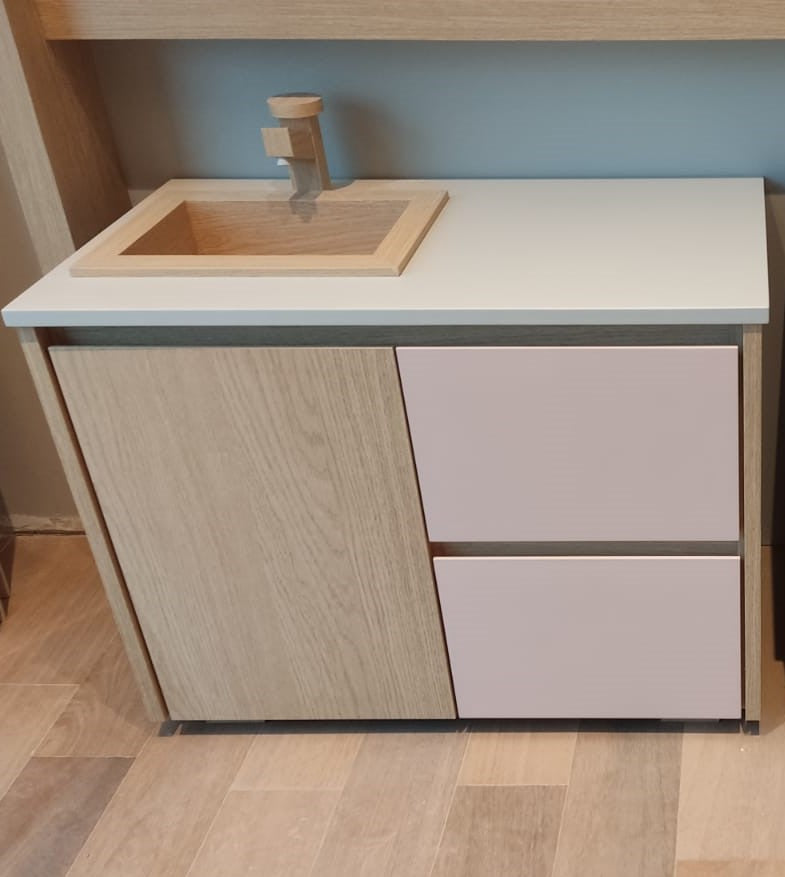Pia De Brinquedo Em Mdf Madeirado Laca Rosa
