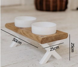 Comedor Pet Madeira E Branco Com 2 Potes
