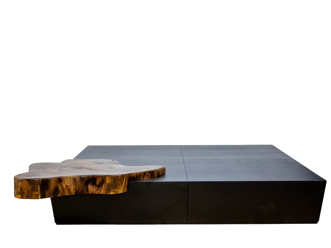 Mesa De Centro Laca Preta Com Frisos e "Bolacha" Em Madeira Maciça Linha Karla Bender