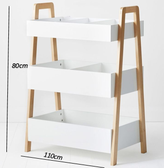 Estante Organizadora Brinquedos Com 3 Caixas Branco e Madeira
