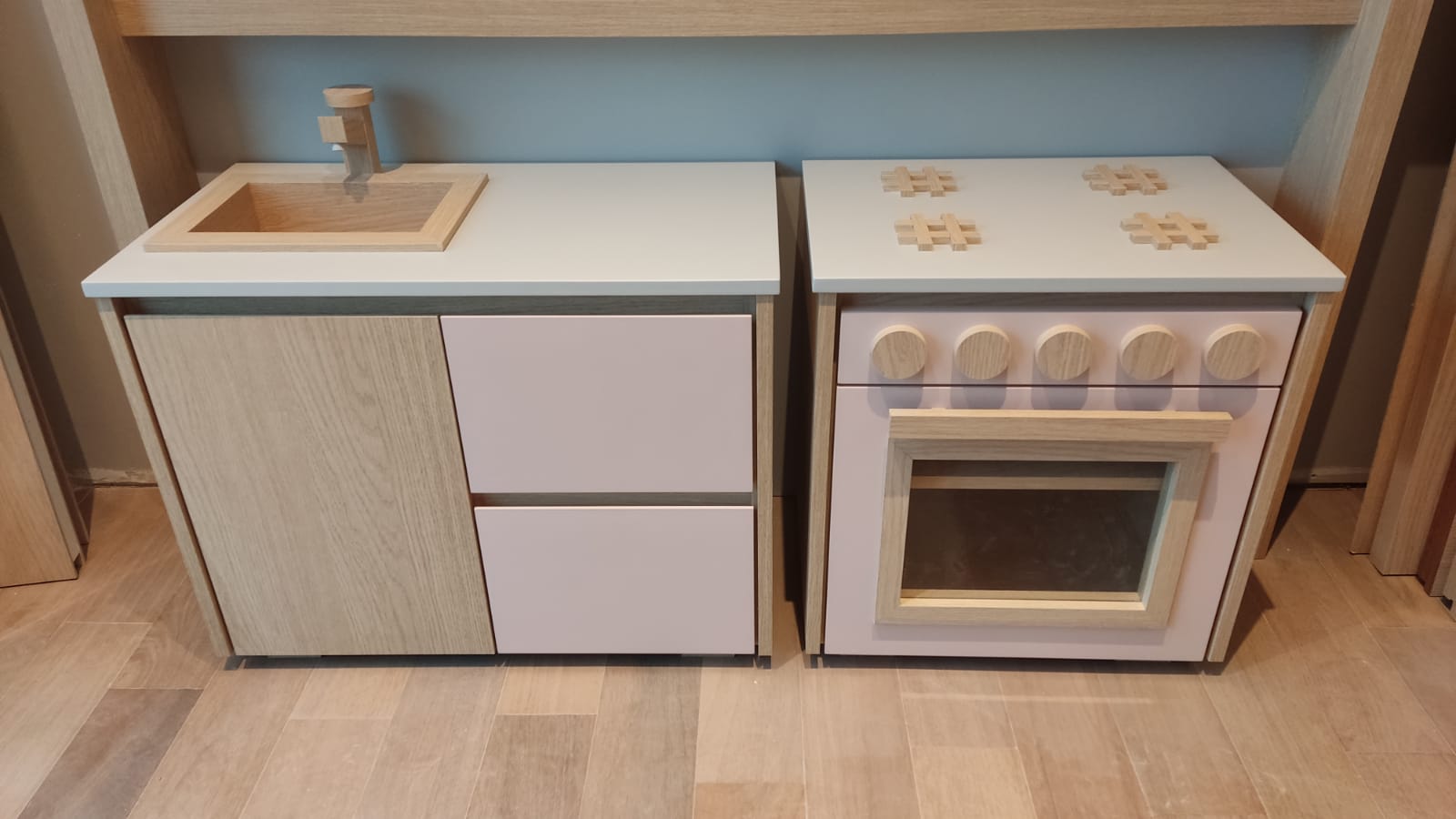 Pia De Brinquedo Em Mdf Madeirado Laca Rosa