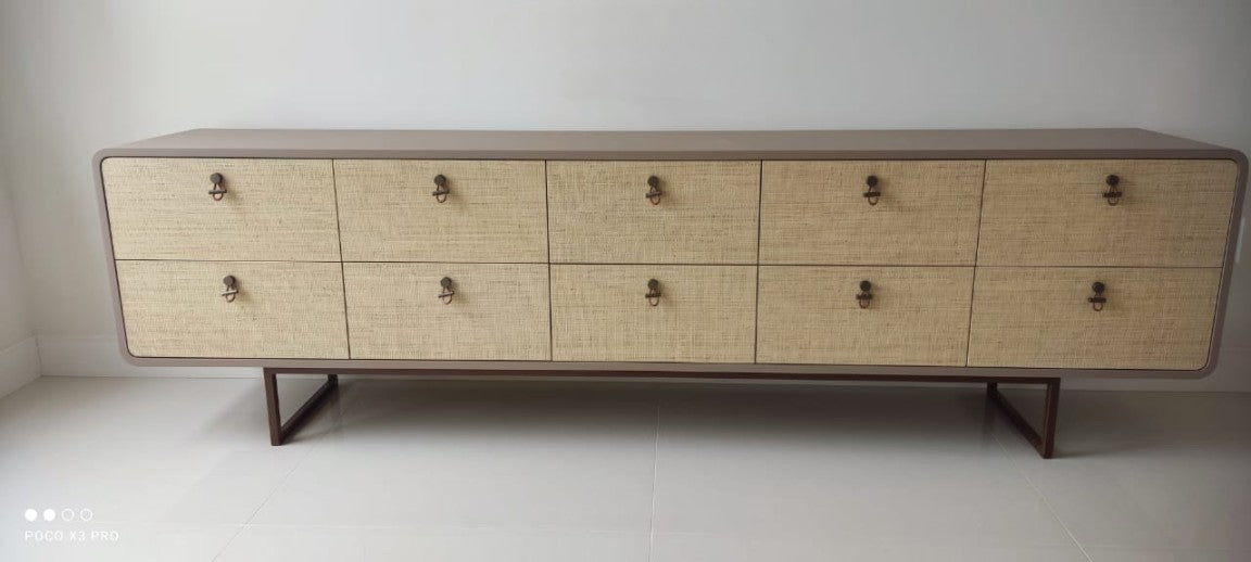 Aparador Com Cantos Curvos Em Laca Fosca MDF Palha
