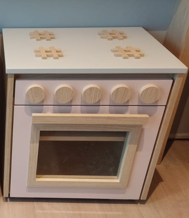 Fogão De Brinquedo Em Mdf Madeirado Laca Rosa